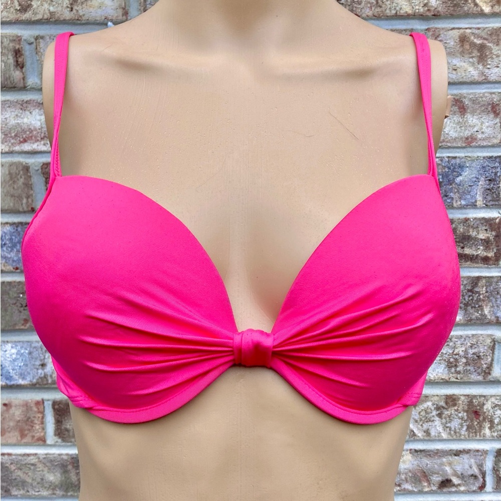 Bright Neon Pink Apt.9 Push-up Bikini Swim Top - Picture 2 of 8